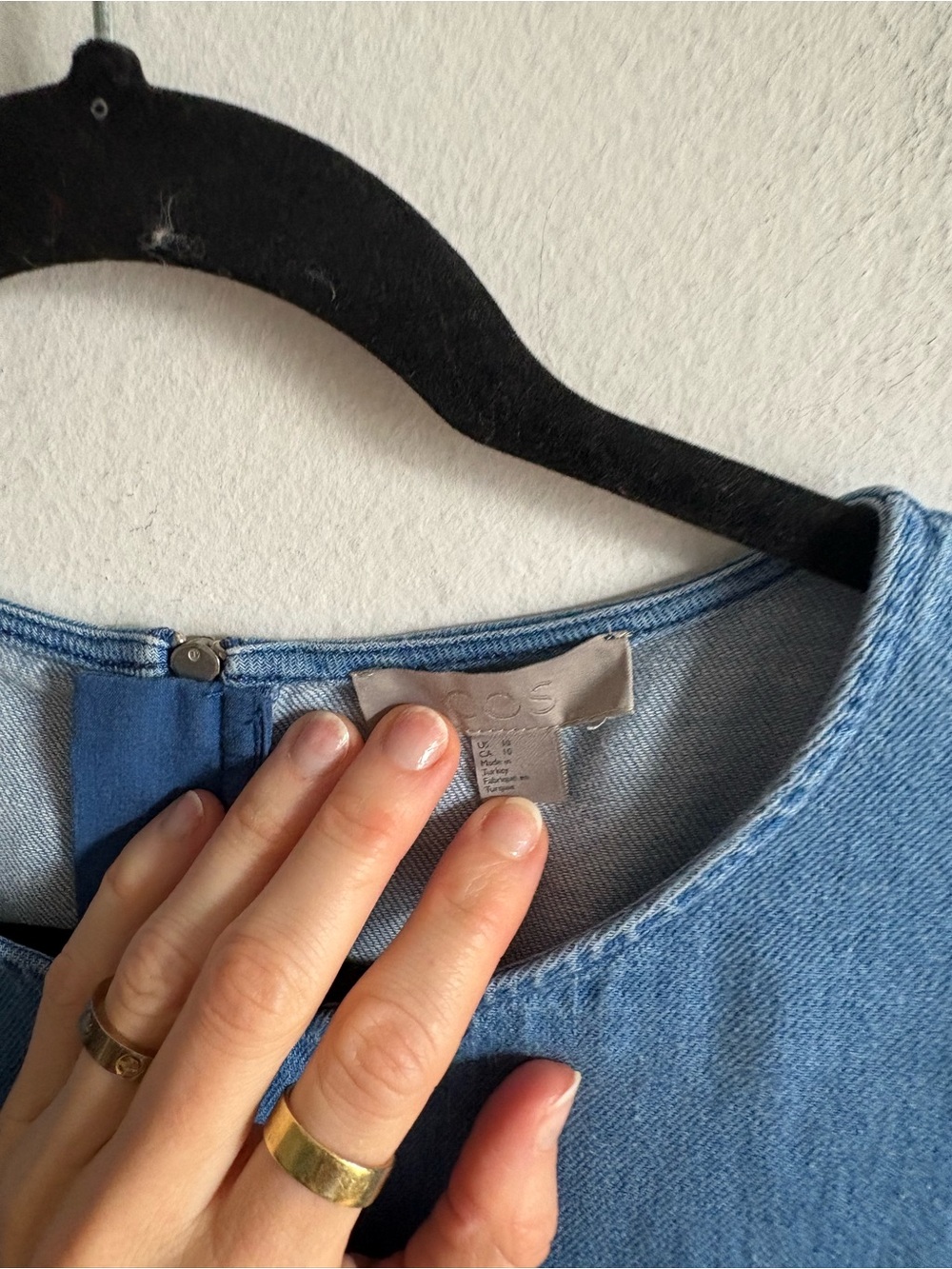 COS Sz 10 Flare Sleeves Denim Chambray Relaxed Shift Minimalist Dress - Picture 5 of 12